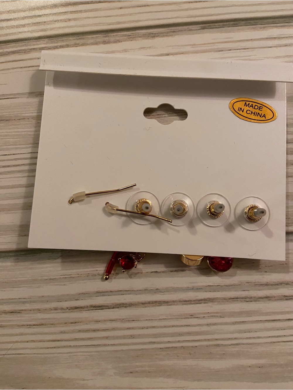 Laundry by Shelli segal Goldtone pink red earrings set - Picture 3 of 3